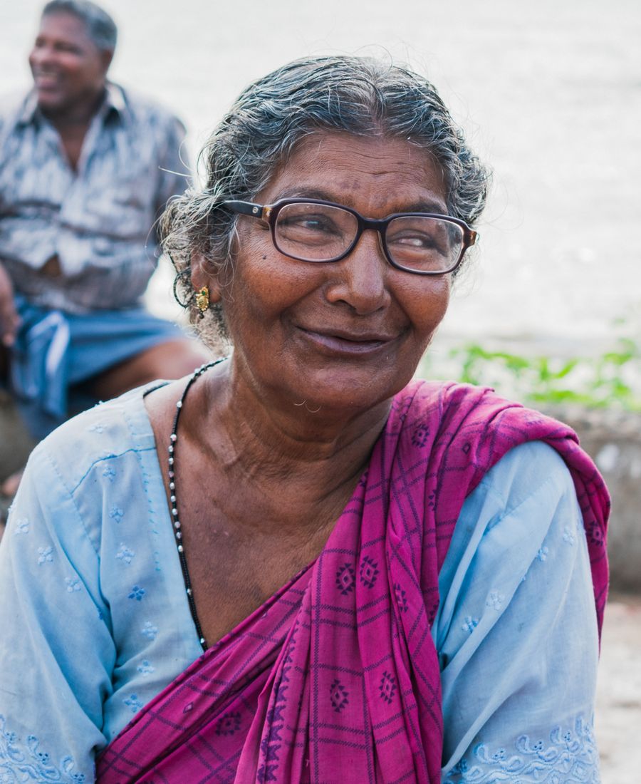 Smiling senior Indian woman in traditional clothing